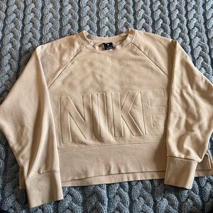 Nike cropped sweatshirt light taupe color Size L